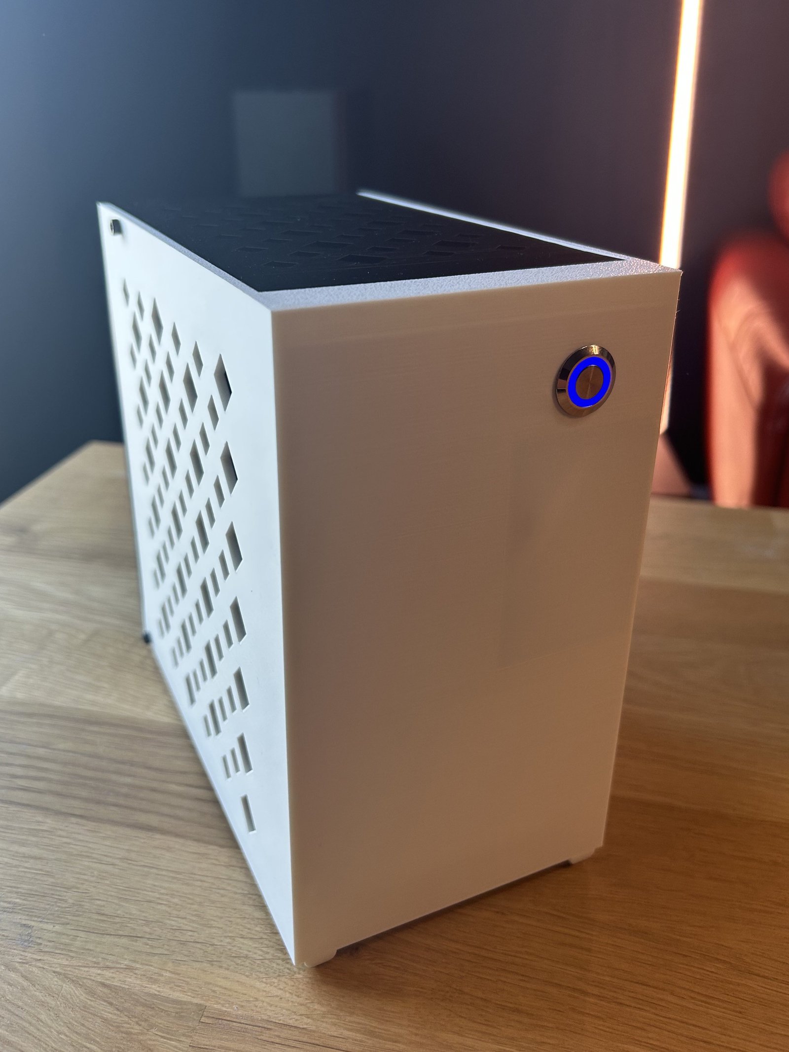3D printed SFF case V6 angle view