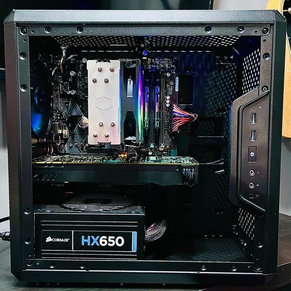 Budget MATX gaming PC interior showing components